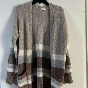 SO Cream and Brown Cozy Cardigan Sweater